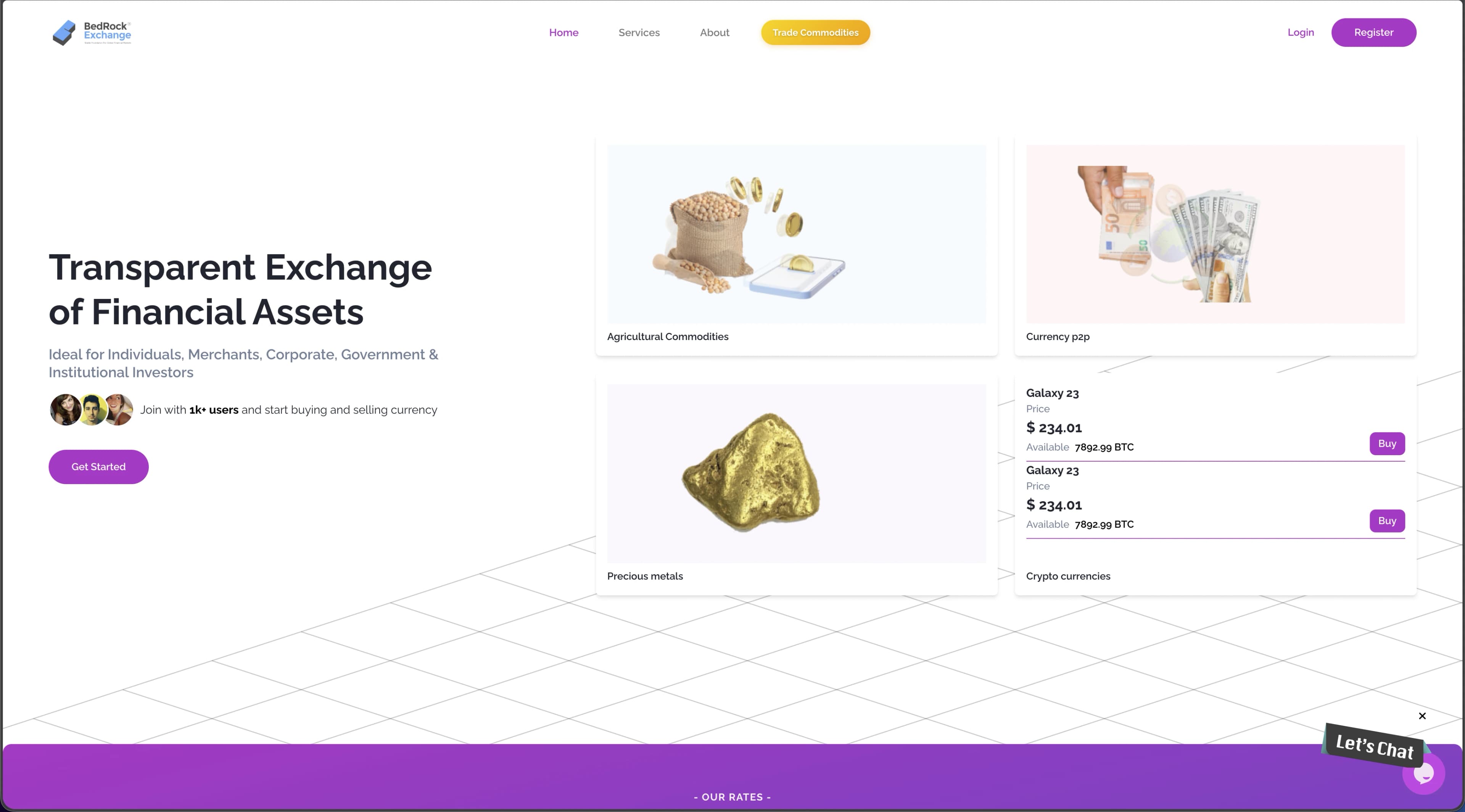 Bedrock Crypto Trading Platform screenshot